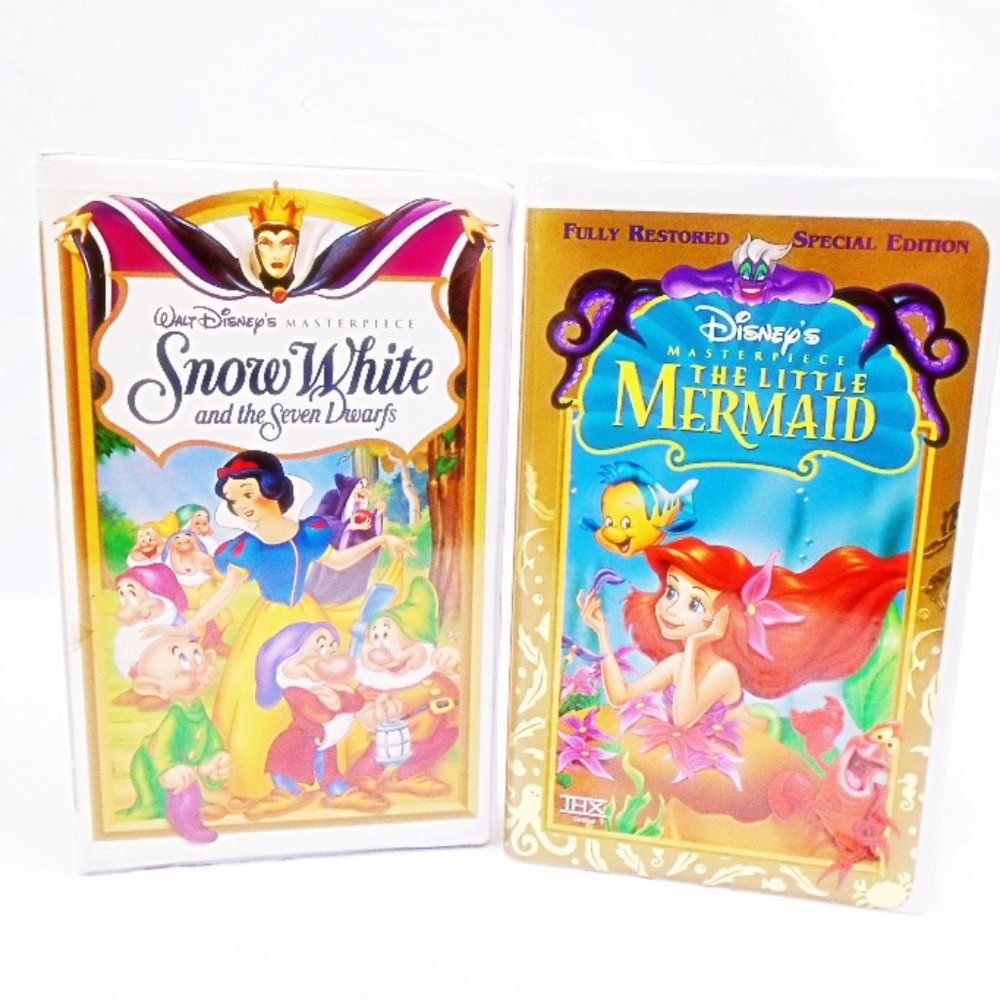 Disney Vintage Movies Snow White Little Mermaid Set of 2
